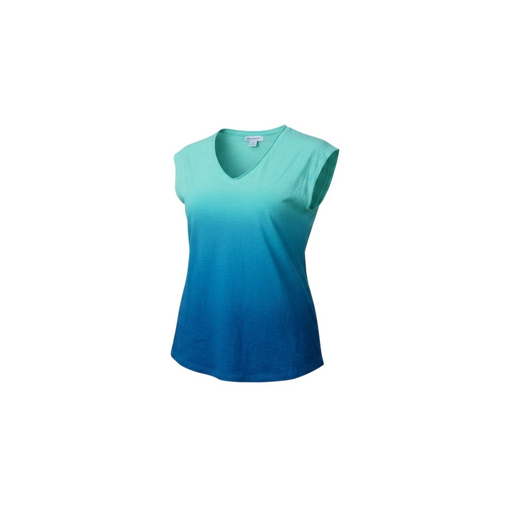 Liz Claiborne Cap Sleeve Top Womens M Blue Ombre Excellent V-Neck Cotton Tee